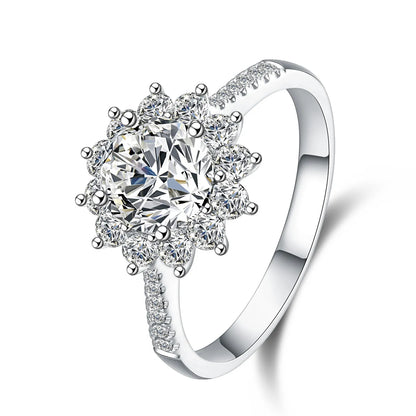 1.07 ct Floral Four-Prong Round-Cut Lab-Grown Diamond Ring in 18K White Gold