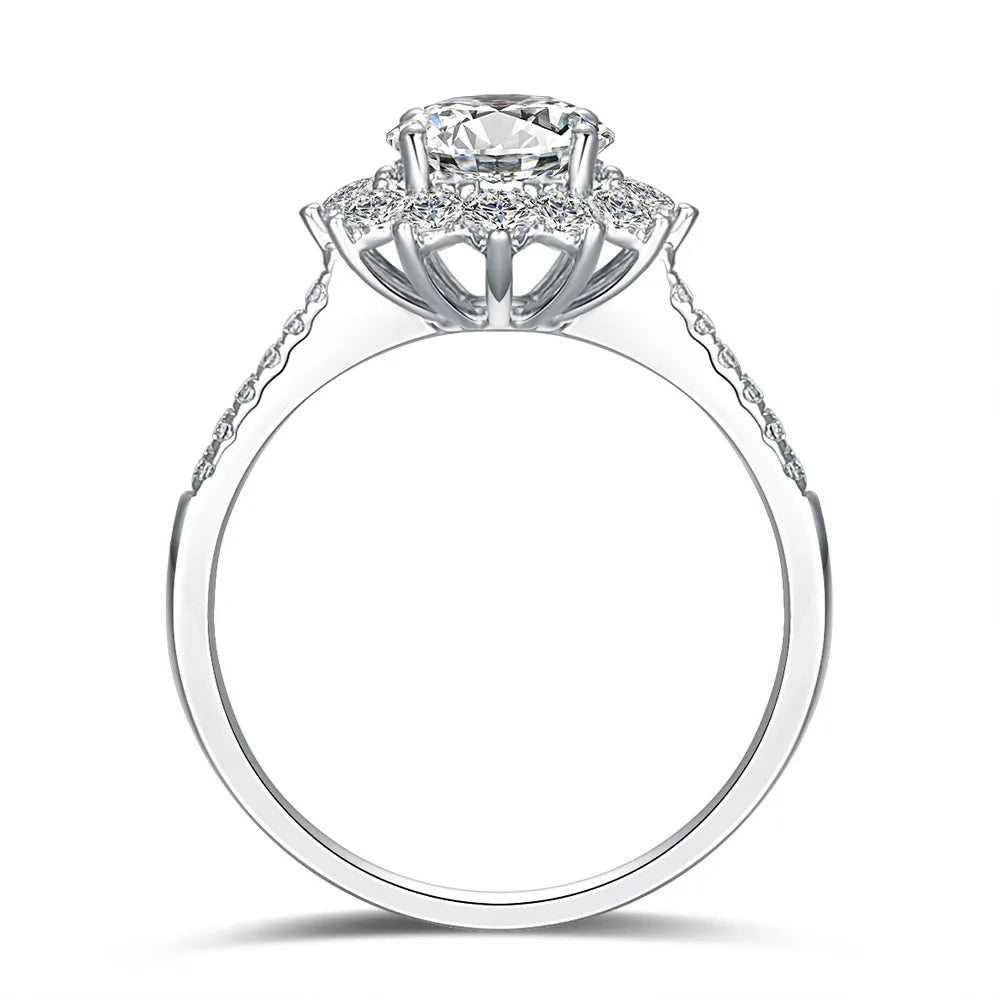 1.07 ct Floral Four-Prong Round-Cut Lab-Grown Diamond Ring in 18K White Gold