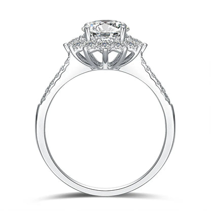 1.07 ct Floral Four-Prong Round-Cut Lab-Grown Diamond Ring in 18K White Gold