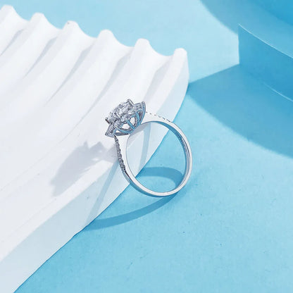 1.07 ct Floral Four-Prong Round-Cut Lab-Grown Diamond Ring in 18K White Gold