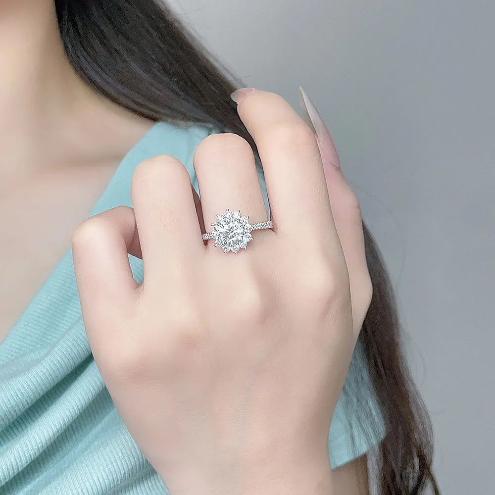 1.07 ct Floral Four-Prong Round-Cut Lab-Grown Diamond Ring in 18K White Gold