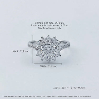 1.07 ct Floral Four-Prong Round-Cut Lab-Grown Diamond Ring in 18K White Gold