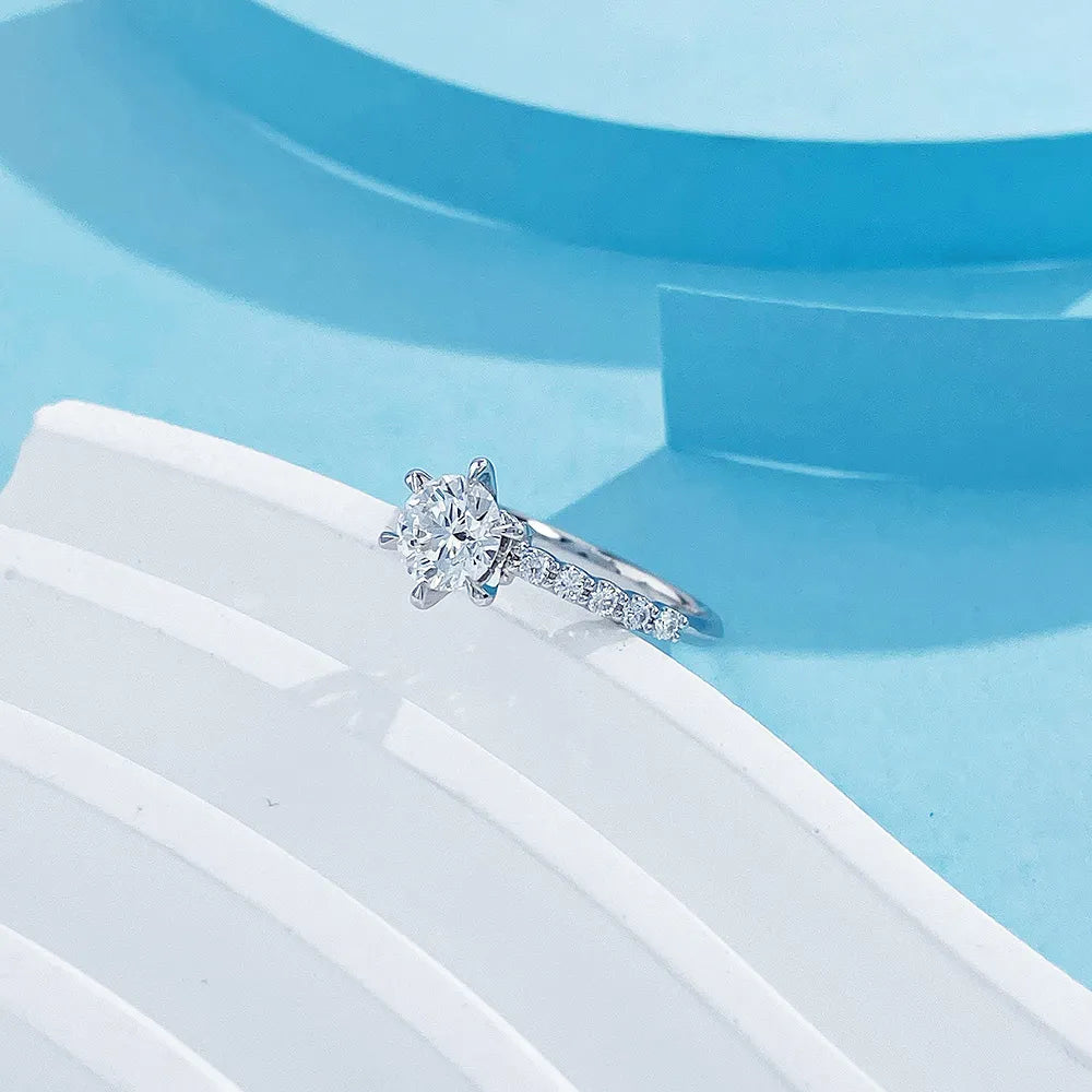 1.1 ct Celestial Six-Prong Round-Cut Lab-Grown Diamond Ring in 18K White Gold – APYFR0017-W