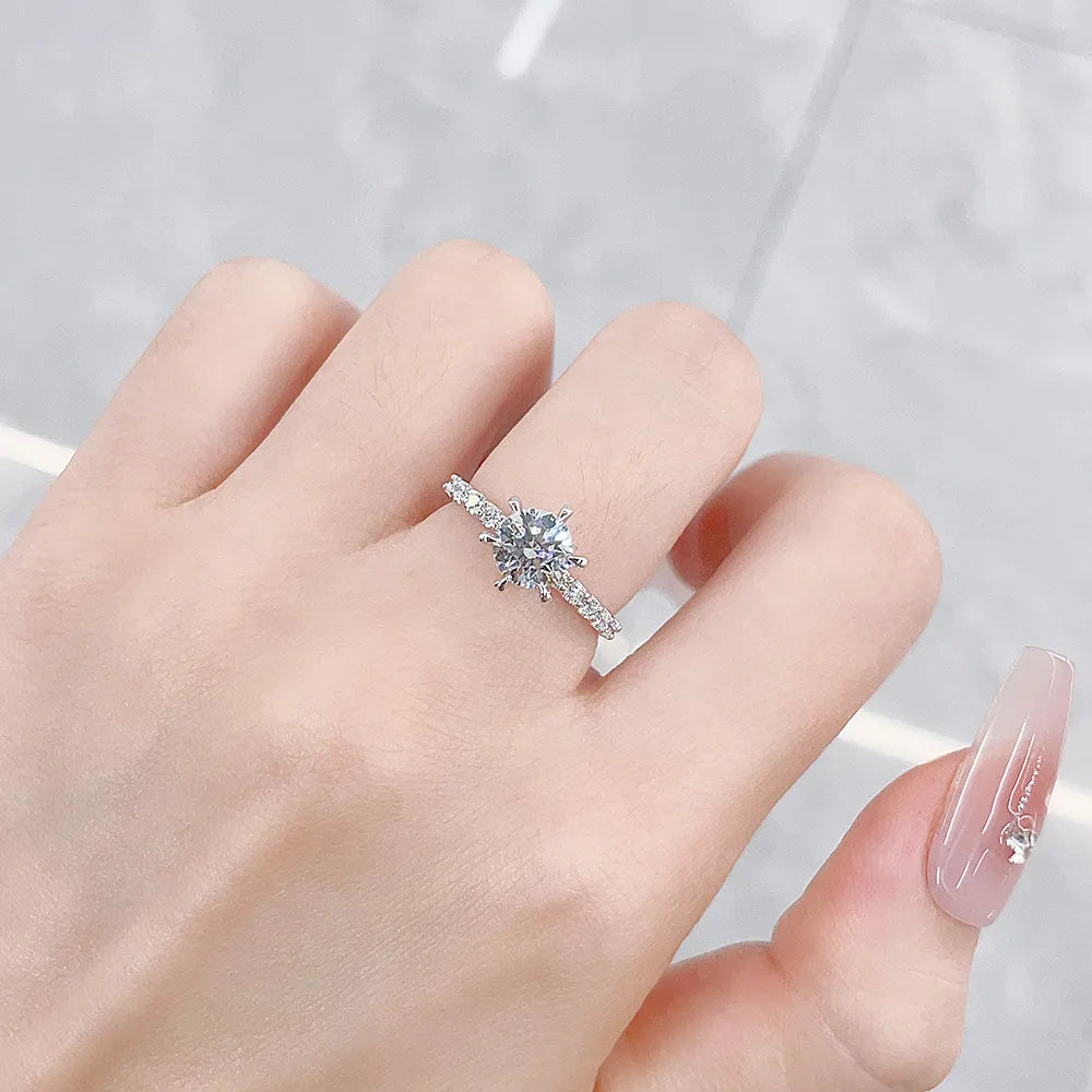 1.1 ct Celestial Six-Prong Round-Cut Lab-Grown Diamond Ring in 18K White Gold – APYFR0017-W