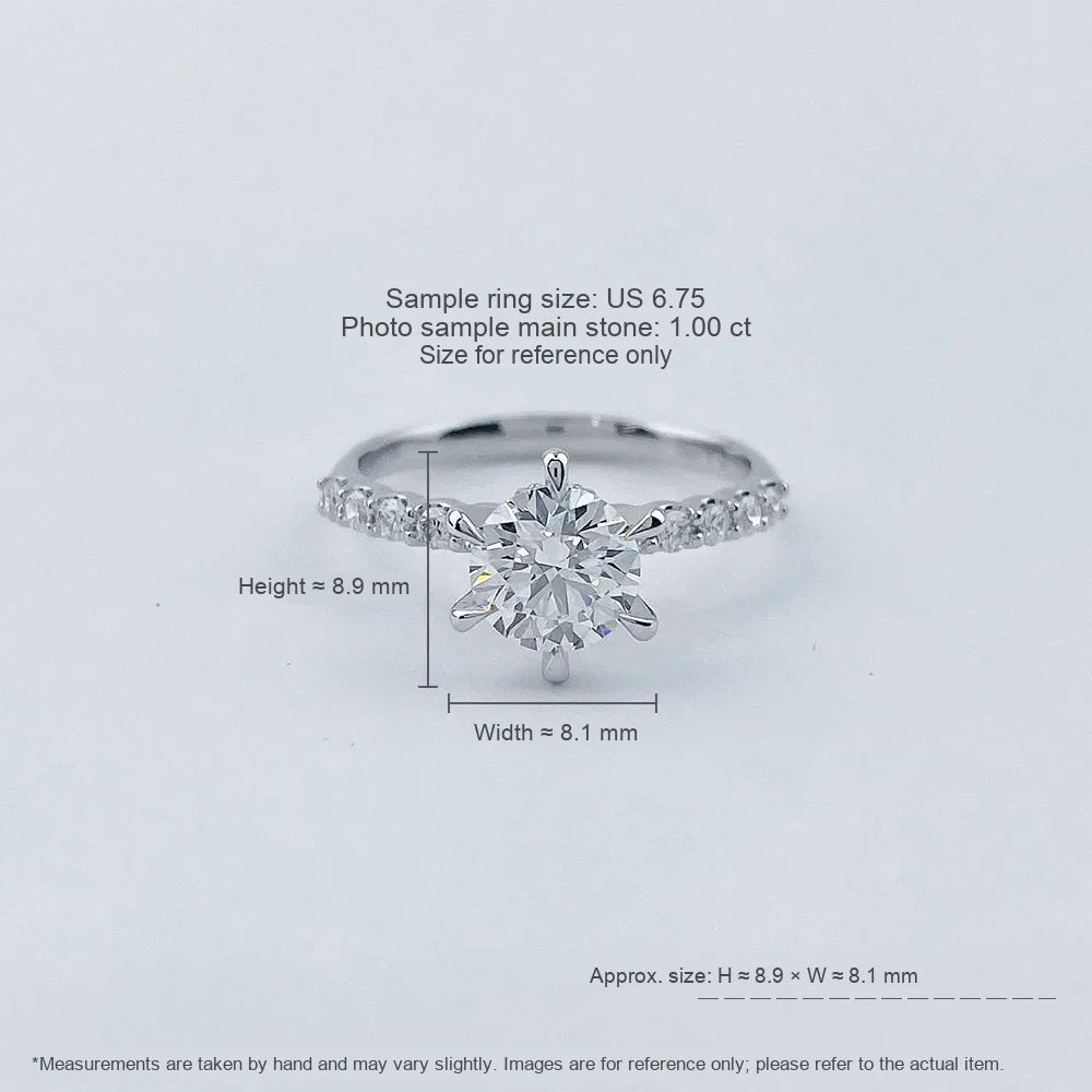 1.1 ct Celestial Six-Prong Round-Cut Lab-Grown Diamond Ring in 18K White Gold – APYFR0017-W