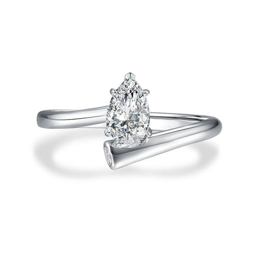 0.56 ct Minimalist Pear-Cut Lab-Grown Diamond Ring in PT950 Platinum