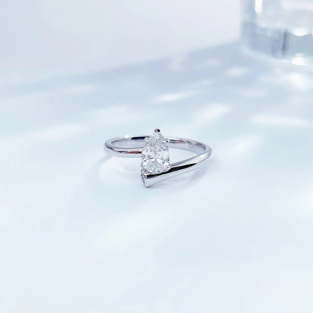 0.56 ct Minimalist Pear-Cut Lab-Grown Diamond Ring in PT950 Platinum