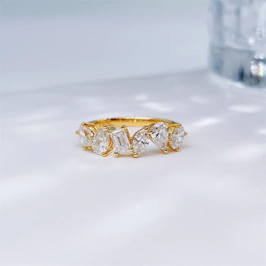 Celestial Mixed-Cut Lab-Grown Diamond Ring in 18K Yellow Gold – APYFR0020-Y