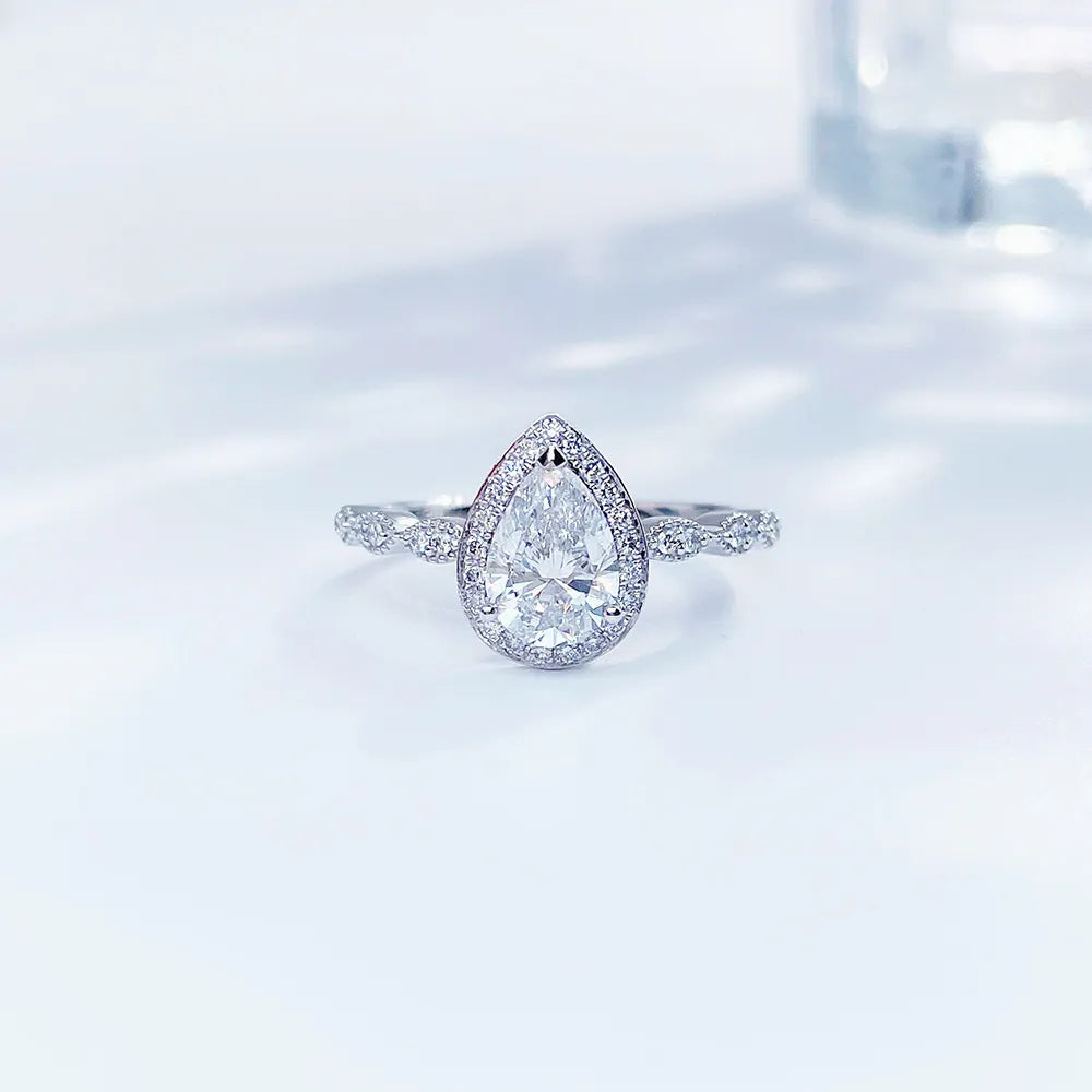 1.04 ct Three-Prong Pear-Cut Lab-Grown Diamond Ring in PT950 Platinum – APYFR0021-PT