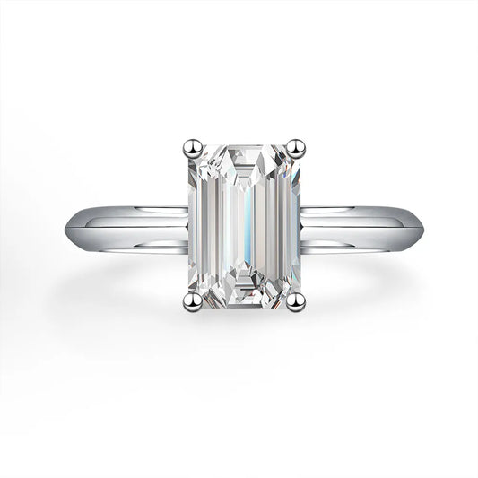 2.08 ct Vintage Emerald-Cut Lab-Grown Diamond Ring in PT950 Platinum