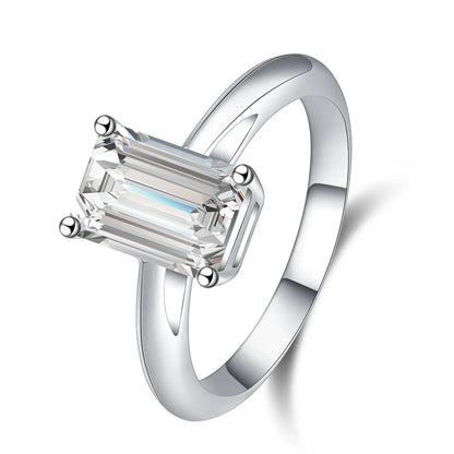 2.08 ct Vintage Emerald-Cut Lab-Grown Diamond Ring in PT950 Platinum