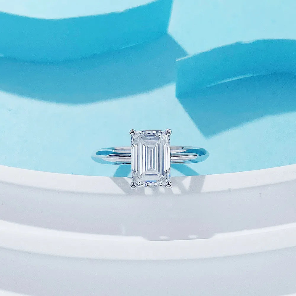 2.08 ct Vintage Emerald-Cut Lab-Grown Diamond Ring in PT950 Platinum