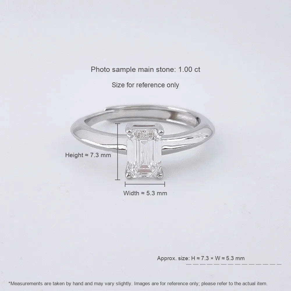 1 ct Emerald-Cut Lab-Grown Diamond Ring in 925 Sterling Silver