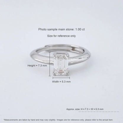 1 ct Emerald-Cut Lab-Grown Diamond Ring in 925 Sterling Silver