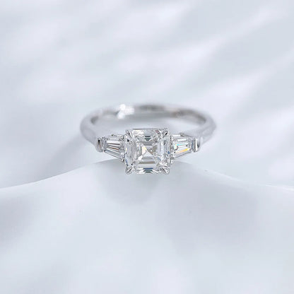 1.3 ct Four-Prong Princess-Cut Lab-Grown Diamond Three-Stone Ring in 18K White Gold