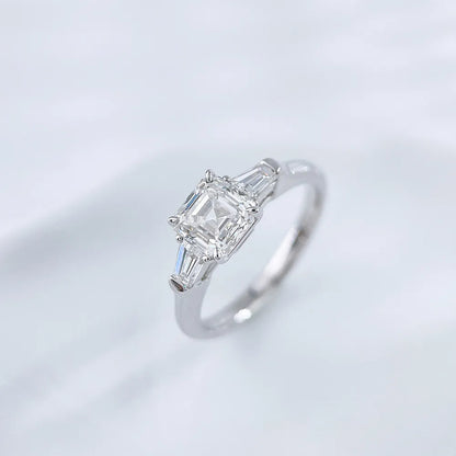 1.3 ct Four-Prong Princess-Cut Lab-Grown Diamond Three-Stone Ring in 18K White Gold