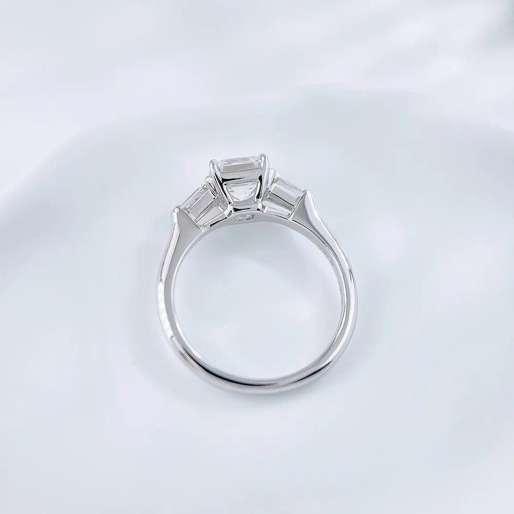 1.3 ct Four-Prong Princess-Cut Lab-Grown Diamond Three-Stone Ring in 18K White Gold