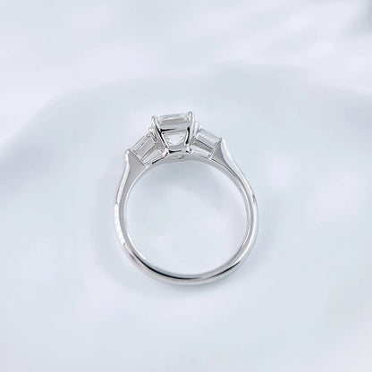1.3 ct Four-Prong Princess-Cut Lab-Grown Diamond Three-Stone Ring in 18K White Gold