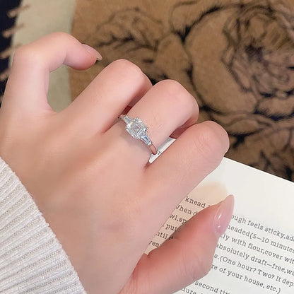 1.3 ct Four-Prong Princess-Cut Lab-Grown Diamond Three-Stone Ring in 18K White Gold