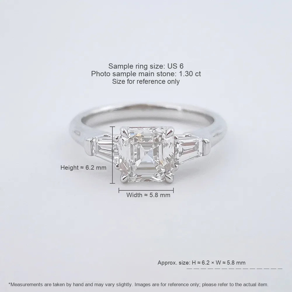 1.3 ct Four-Prong Princess-Cut Lab-Grown Diamond Three-Stone Ring in 18K White Gold