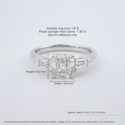 1.3 ct Four-Prong Princess-Cut Lab-Grown Diamond Three-Stone Ring in 18K White Gold