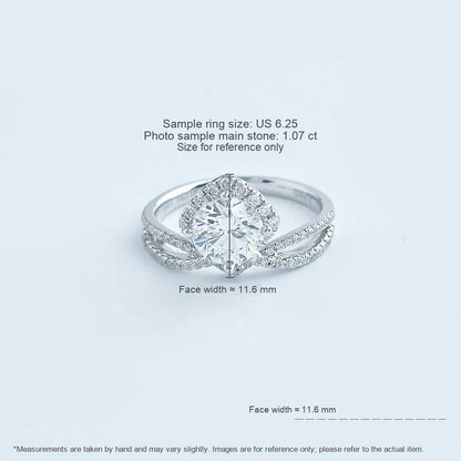 1.04 ct Crown Round-Cut Lab-Grown Diamond Ring in PT950 Platinum