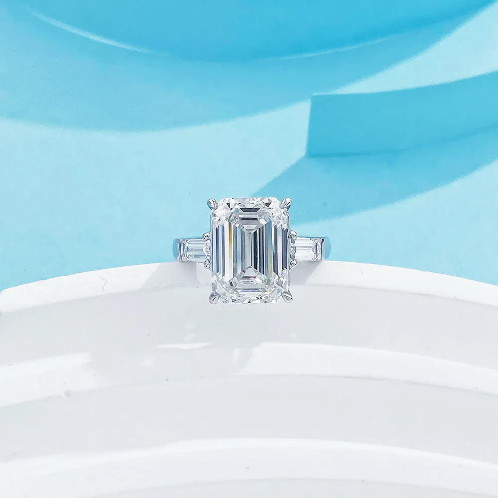 5.03 ct Four-Prong Emerald-Cut Lab-Grown Diamond Ring in PT950 Platinum – APYFR0042-PT