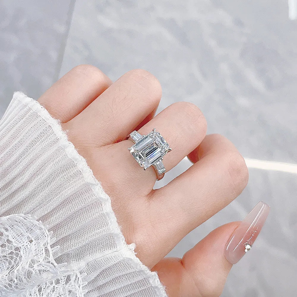 5.03 ct Four-Prong Emerald-Cut Lab-Grown Diamond Ring in PT950 Platinum – APYFR0042-PT