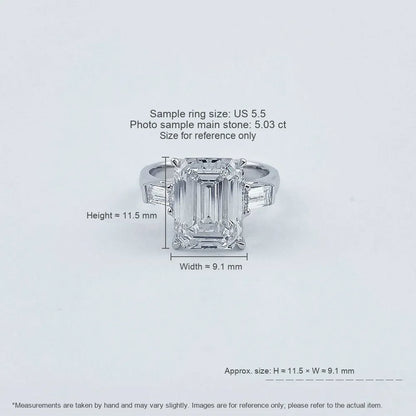 5.03 ct Four-Prong Emerald-Cut Lab-Grown Diamond Ring in PT950 Platinum – APYFR0042-PT