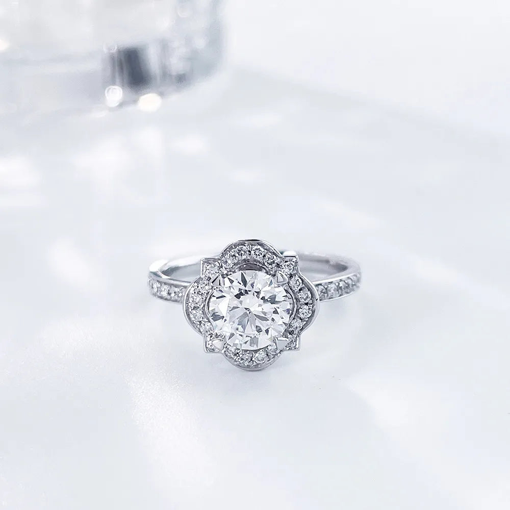 1.01 ct Floral Round-Cut Lab-Grown Diamond Ring in PT950 Platinum – APYFR0046-PT