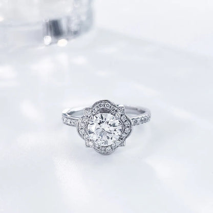 1.01 ct Floral Round-Cut Lab-Grown Diamond Ring in PT950 Platinum – APYFR0046-PT