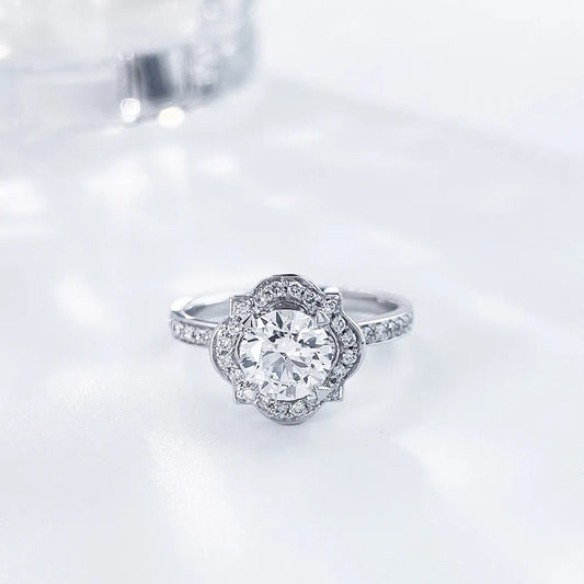 1.01 ct Floral Round-Cut Lab-Grown Diamond Ring in PT950 Platinum – APYFR0046-PT