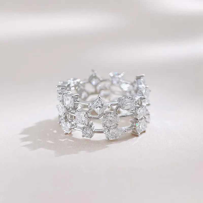 3.7 ctw Celestial Mixed-Cut Lab-Grown Diamond Band in 18K White Gold – APYFR0054-W