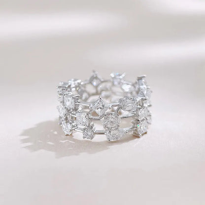 3.7 ctw Celestial Mixed-Cut Lab-Grown Diamond Band in 18K White Gold – APYFR0054-W