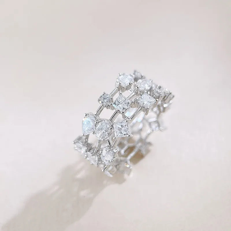 3.7 ctw Celestial Mixed-Cut Lab-Grown Diamond Band in 18K White Gold – APYFR0054-W