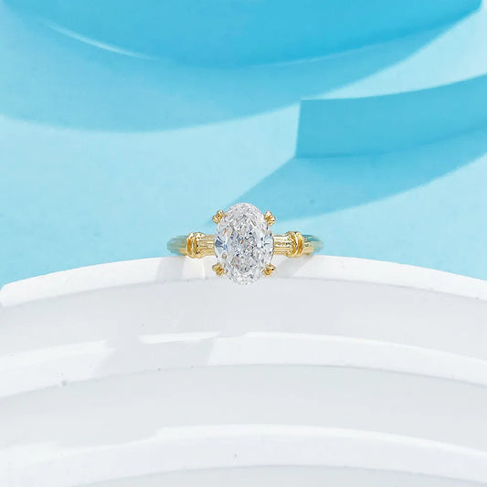 2.28 ct Vintage Four-Prong Oval-Cut Lab-Grown Diamond Ring in 18K Yellow Gold
