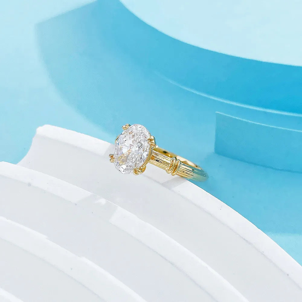 2.28 ct Vintage Four-Prong Oval-Cut Lab-Grown Diamond Ring in 18K Yellow Gold