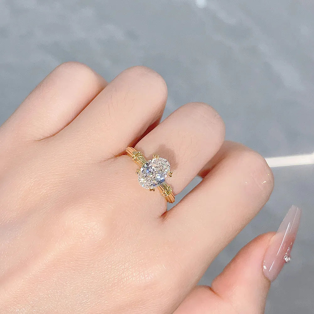 2.28 ct Vintage Four-Prong Oval-Cut Lab-Grown Diamond Ring in 18K Yellow Gold