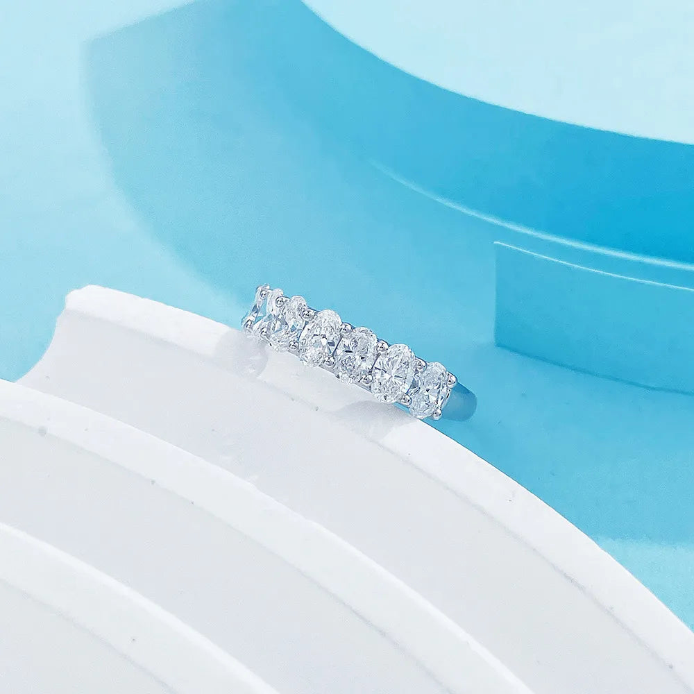0.87 ctw Oval-Cut Lab-Grown Diamond Band in PT950 Platinum