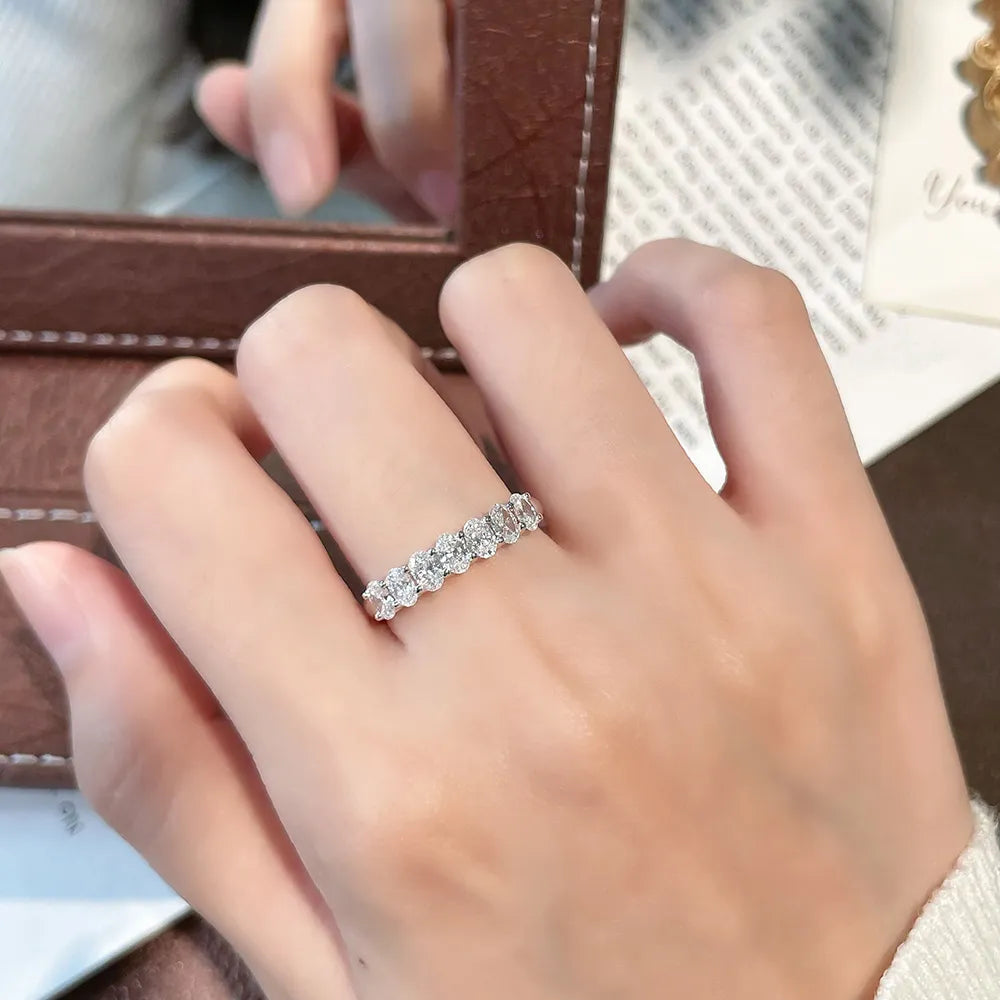 0.87 ctw Oval-Cut Lab-Grown Diamond Band in PT950 Platinum