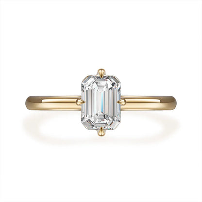 1.06 ct Crown Four-Prong Emerald-Cut Lab-Grown Diamond Ring in 18K Yellow Gold