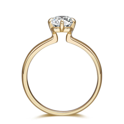 1.06 ct Crown Four-Prong Emerald-Cut Lab-Grown Diamond Ring in 18K Yellow Gold