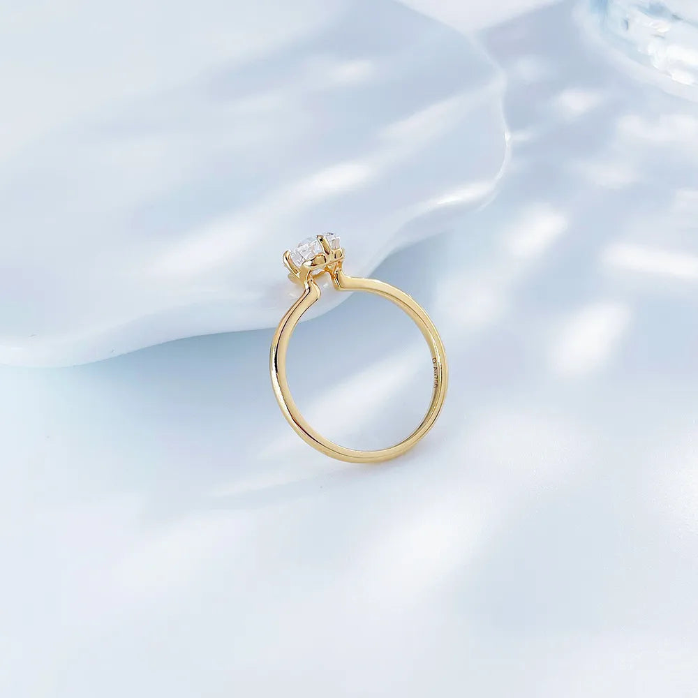 1.06 ct Crown Four-Prong Emerald-Cut Lab-Grown Diamond Ring in 18K Yellow Gold