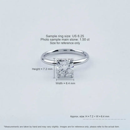 1.55 ct Minimalist Four-Prong Princess-Cut Lab-Grown Diamond Ring in PT950 Platinum – APYFR0069-PT