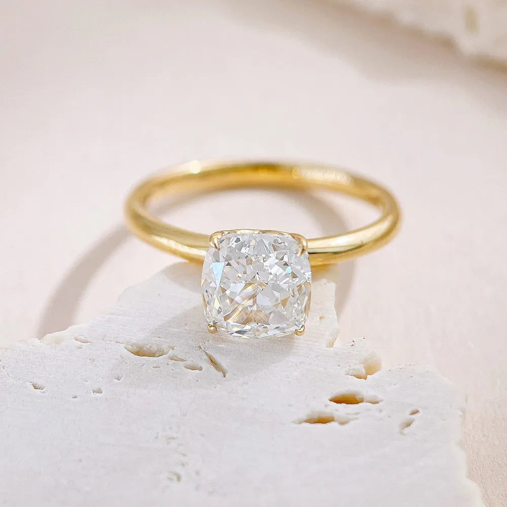 2.06 ct Cushion-Cut Lab-Grown Diamond Ring in 18K Yellow Gold