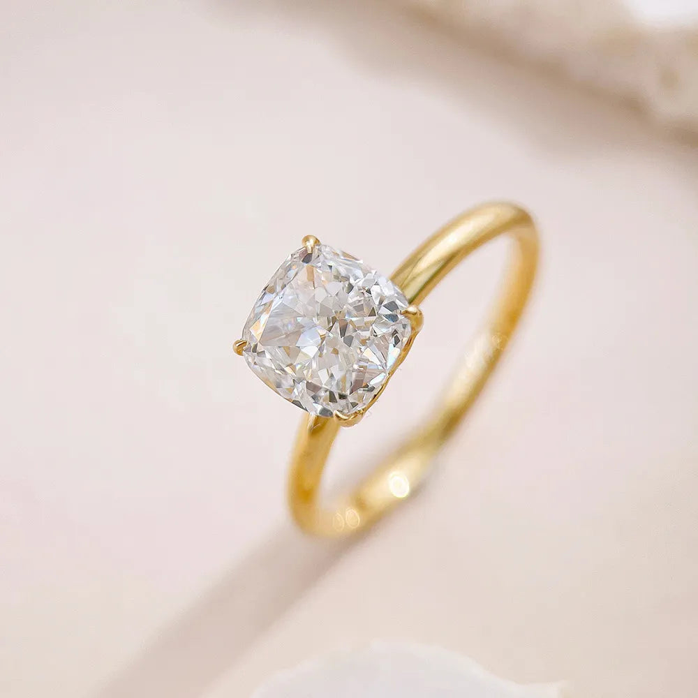 2.06 ct Cushion-Cut Lab-Grown Diamond Ring in 18K Yellow Gold