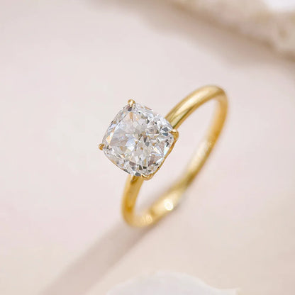 2.06 ct Cushion-Cut Lab-Grown Diamond Ring in 18K Yellow Gold