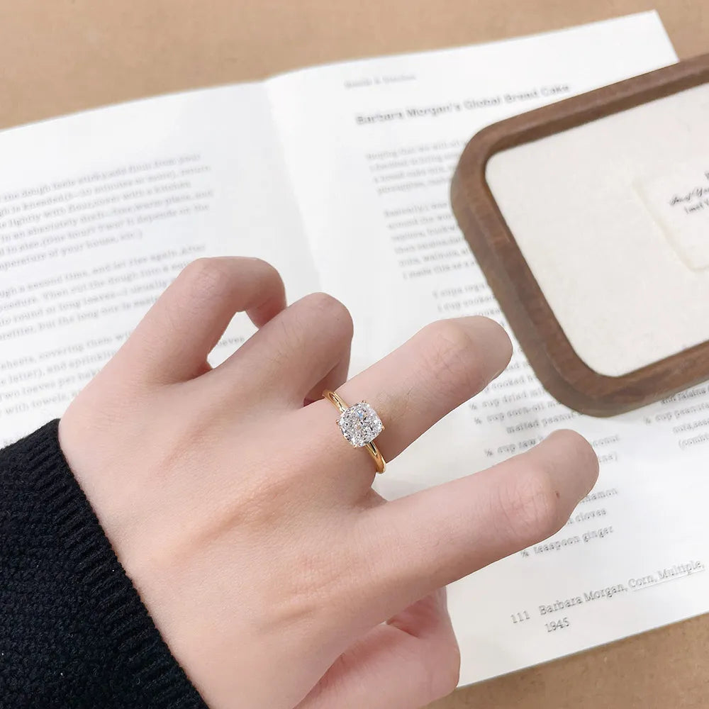 2.06 ct Cushion-Cut Lab-Grown Diamond Ring in 18K Yellow Gold