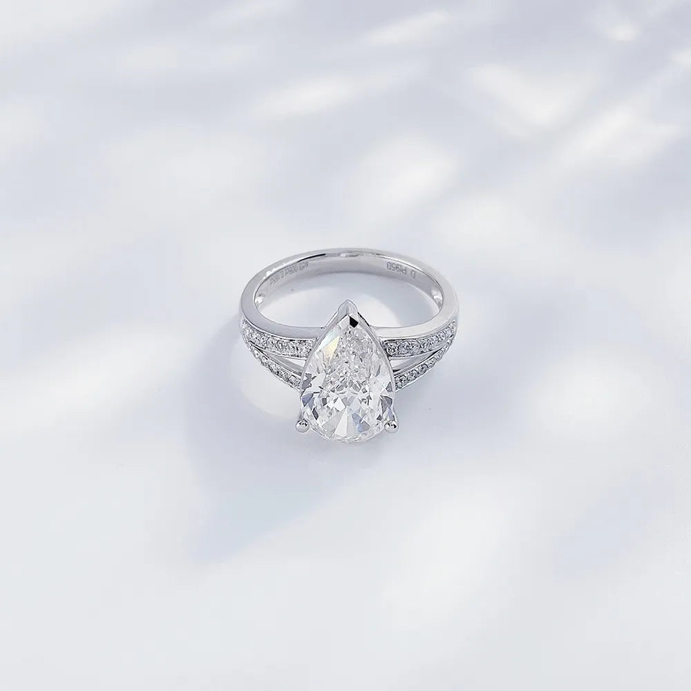 3.11 ct Pear-Cut Lab-Grown Diamond Ring in PT950 Platinum