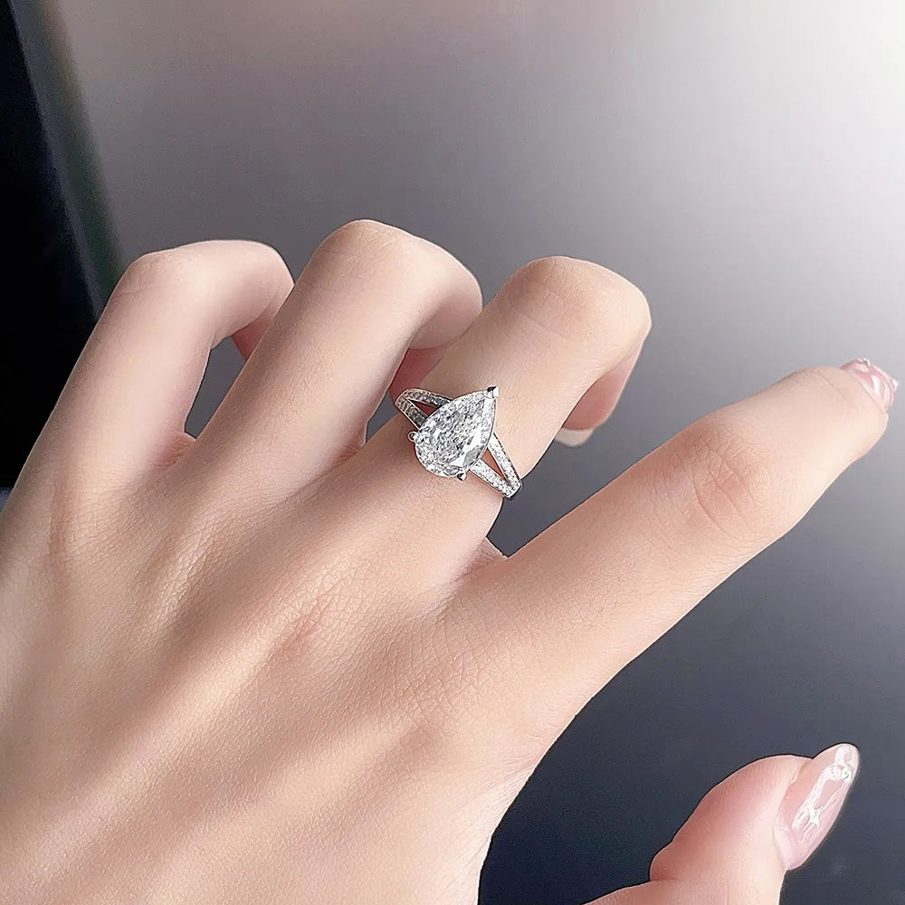 3.11 ct Pear-Cut Lab-Grown Diamond Ring in PT950 Platinum